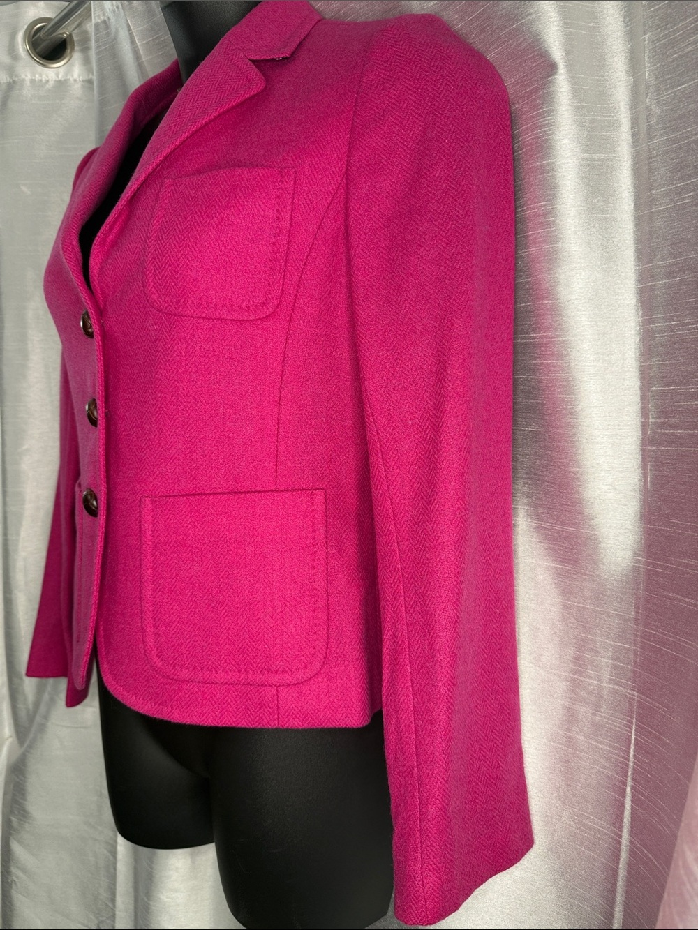 J Crew Robert Noble Scottish Wool Blazer Hot Pink Original Garment Bag Womens 10 - Picture 11 of 13